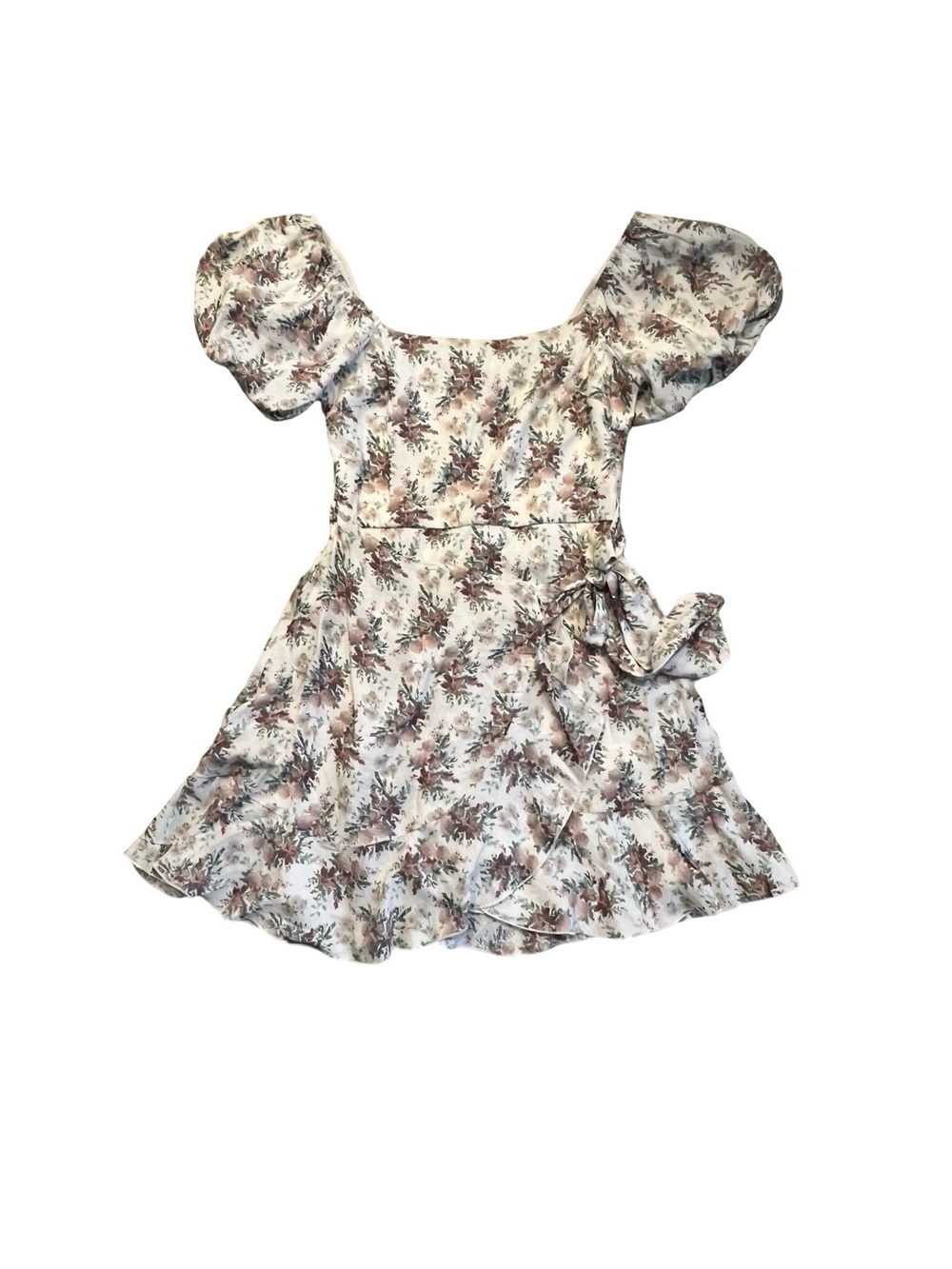 Trixxi Floral Puff Sleeve Wrap Dress Cottagecore Mini Dress Size Small - Picture 2 of 4